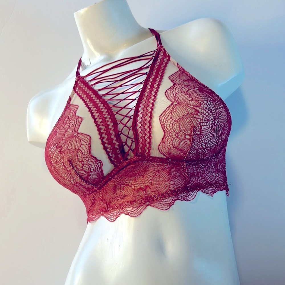Victoria’s Secret‎ Very Sexy High Neck Corset Lace Up Racerback Bralette Bra XS